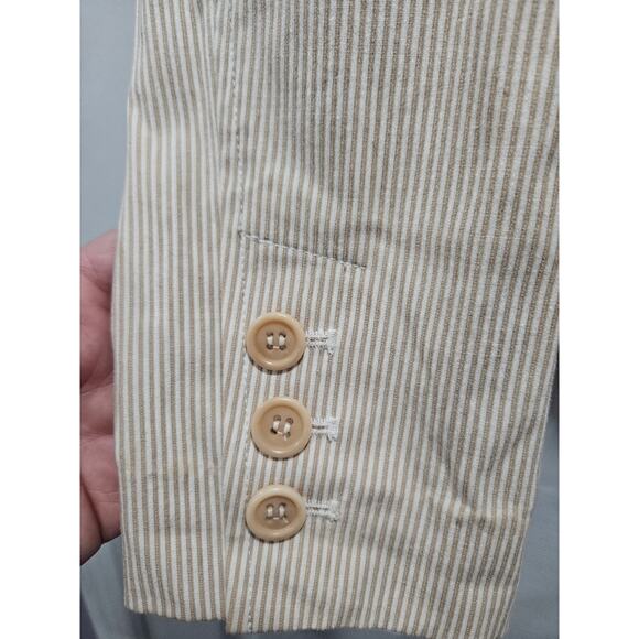 Vintage Theory White Beige Pinstripe Cotton Women's Blazer Size 6 Neutral Jacket - Picture 5 of 11